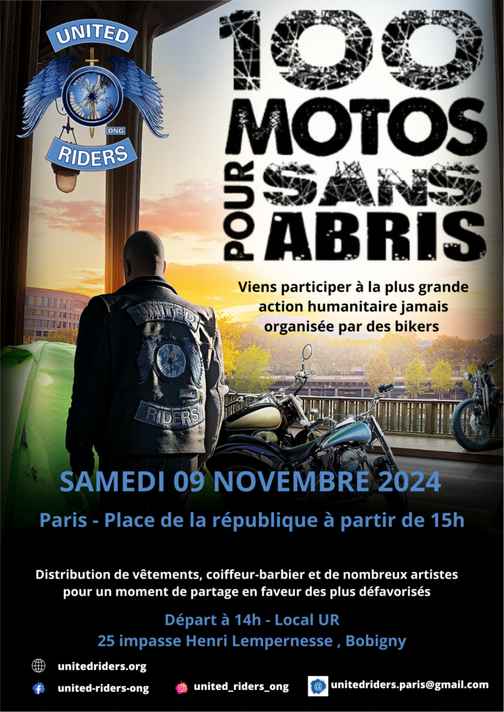 100 motos pour 100 abris 2024 - PARIS